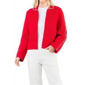 NEW THML ribbed knit cardigan in red